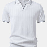 Geometric Jacquard Johnny Collar Polo & Slim Fit Tapered Trousers Set