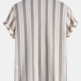 Textured Striped Shirt & Straight Leg Linen Pants Set