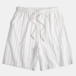 Linen Striped Shirt & Drawstring Shorts Set