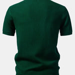 Stripe Johnny Collar Knit Polo & Slim Fit Tapered Trousers Set