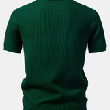 Stripe Johnny Collar Knit Polo & Slim Fit Tapered Trousers Set