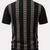 Geometric Knit Shirt & Slim Fit Tapered Trousers Set