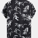 Bamboo Leaves Print Shirt & Swim Shorts Set