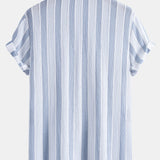 Textured Striped Shirt & Straight Leg Linen Pants Set