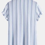 Textured Striped Shirt & Crinkle Textured Drawstring 5" Shorts Set
