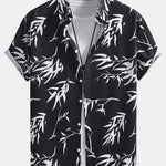 Bamboo Leaves Print Shirt & Swim Shorts Set