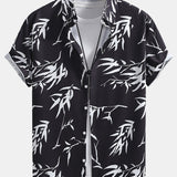 Bamboo Leaves Print Shirt & Swim Shorts Set