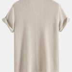 Waffle Textured Cuban Shirt & Straight Leg Linen Pants Set