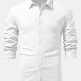 Long Sleeve Muscle Fit Ribbed Button Up Shirt