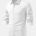 Long Sleeve Muscle Fit Ribbed Button Up Shirt