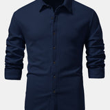 Long Sleeve Muscle Fit Ribbed Button Up Shirt