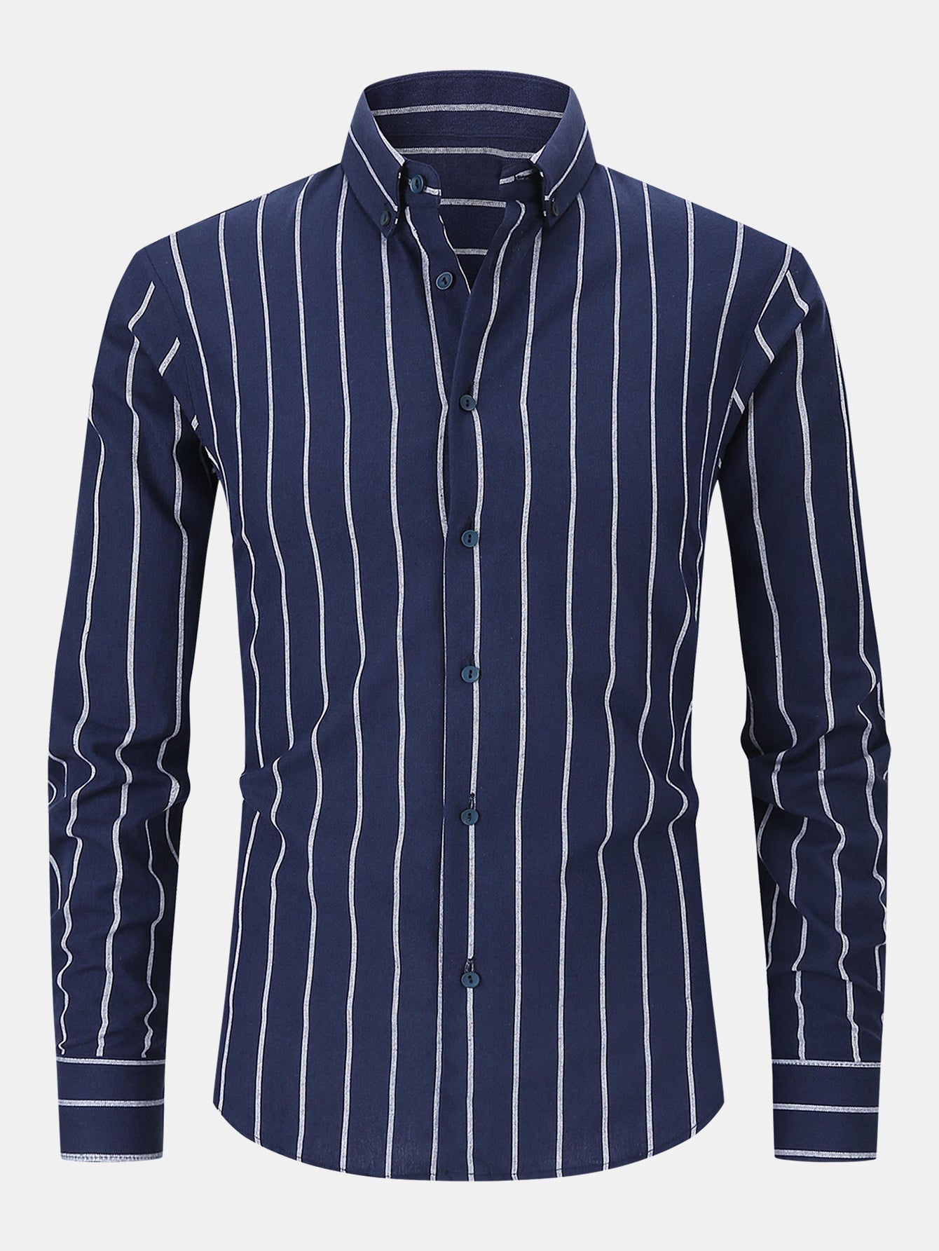Long Sleeve Stripe Cotton Button Up Shirt