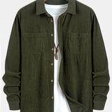 Long Sleeve Corduroy Pocket Button Up Shirt