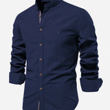 Long Sleeve Linen Stand Collar Shirt