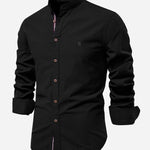 Long Sleeve Linen Stand Collar Shirt