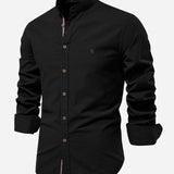 Long Sleeve Linen Stand Collar Shirt