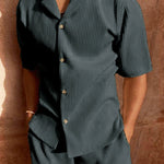 Men's Summer Set | Short Sleeve Shirt & Rib Structure Shorts