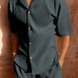 Men's Summer Set | Short Sleeve Shirt & Rib Structure Shorts