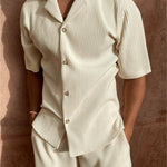 Men's Summer Set | Short Sleeve Shirt & Rib Structure Shorts