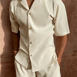 Men's Summer Set | Short Sleeve Shirt & Rib Structure Shorts