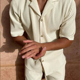 Men's Summer Set | Short Sleeve Shirt & Rib Structure Shorts