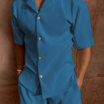 Men's Summer Set | Short Sleeve Shirt & Rib Structure Shorts