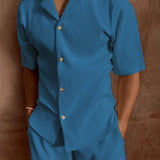 Men's Summer Set | Short Sleeve Shirt & Rib Structure Shorts