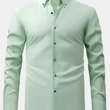 Long Sleeve Dress Shirt with Faux Gemstone Metal Rim Buttons