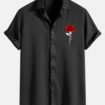 Rose Print Button Up Shirt