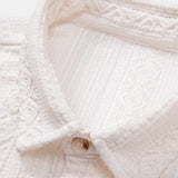 Geometric Jacquard Shirt & Straight Leg Linen Pants Set