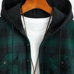 Flannel Fleece Lined Hooded Shirt with Pockets