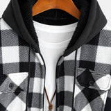 Flannel Fleece Lined Zip Up Hooded Shirt