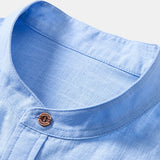 Short Sleeve Linen Stand Collar Shirt