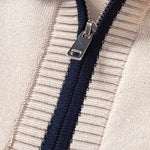 Contrast Trim Zipper Knit Polo & Slim Fit Tapered Trousers Set