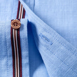 Short Sleeve Linen Stand Collar Shirt & Straight Leg Linen Pants Set