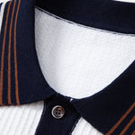 Contrast Stripe Trim Waffle Knit Polo & Slim Fit Tapered Trousers Set