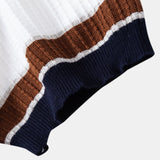 Contrast Stripe Trim Waffle Knit Polo & Slim Fit Tapered Trousers Set