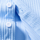 Muscle Fit Ribbed Stand Collar Shirt