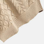 Geometric Jacquard Open Knit Polo & Straight Leg Linen Pants Set