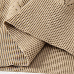 Geometric Jacquard Open Knit Polo & Straight Leg Linen Pants Set