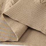 Geometric Jacquard Open Knit Polo & Straight Leg Linen Pants Set