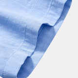 Short Sleeve Linen Shirt & Crinkle Textured Drawstring 5" Shorts Set