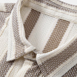 Textured Striped Shirt & Crinkle Textured Straight Leg Pants Set