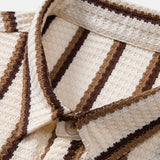 Stripe Waffle Shirt & Straight Leg Linen Pants Set