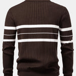 Stripe Zip Knit Ribbed Polo Shirt & Slim Fit Tapered Trousers Set