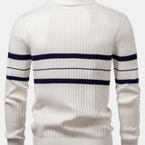 Stripe Zip Knit Ribbed Polo Shirt & Slim Fit Tapered Trousers Set