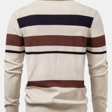 Long Sleeve Stripe Knit Polo Shirt & Slim Fit Tapered Trousers Set