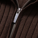 Stripe Zip Knit Ribbed Polo Shirt & Slim Fit Tapered Trousers Set