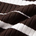 Stripe Zip Knit Ribbed Polo Shirt & Slim Fit Tapered Trousers Set