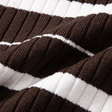 Stripe Zip Knit Ribbed Polo Shirt & Slim Fit Tapered Trousers Set